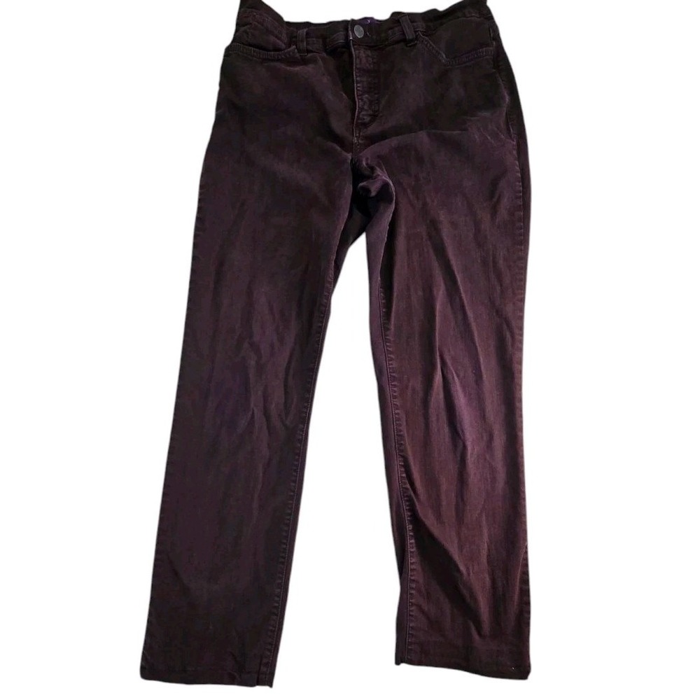NYDJ Womens‎ Lift Tuck Jeans Size 10 Red Burgundy Maroon Straight Leg